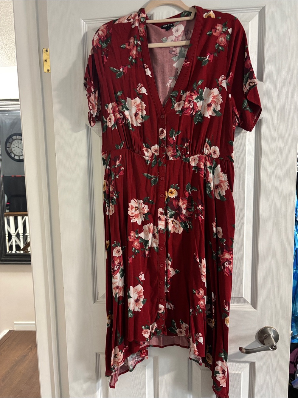 torrid Burgundy Floral High-Low Button Dress